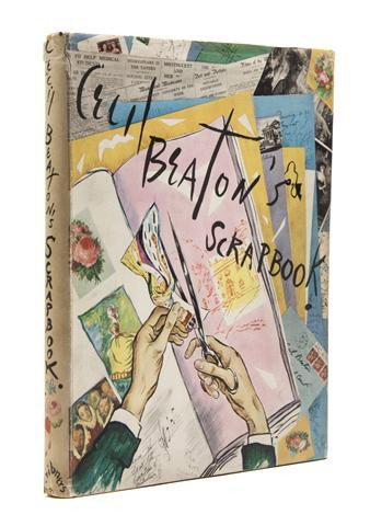 BEATON, CECIL. Cecil Beaton's Scrapbook. New York;: BEATON, CECIL Cecil Beaton's Scrapbook. New York: Charles Scribner's Sons; London: B. T. Batsford, 1937. Folio, original quarter yellow and green cloth over decorative boards, dust jacket. First editi