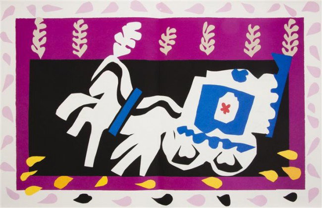 MATISSE, HENRI. Jazz. New York, (1983). Facsimile : MATISSE, HENRI Jazz. New York: George Braziller, (1983). Folio, contents loose as issued in printed wraps, publisher's cloth-backed clamshell case, slipcase. Facsimile edition of the 1947 edition publ