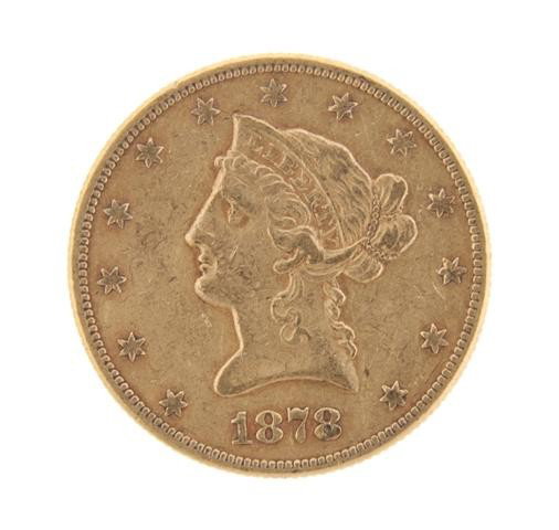 An 1878 U.S. $10 Liberty Gold Coin.: An 1878 U.S. $10 Liberty Gold Coin. Property from the William H. Moore Trust, Dorset, Vermont