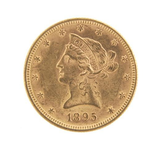 An 1895 U.S. $10 Liberty Gold Coin.: An 1895 U.S. $10 Liberty Gold Coin. Property from the William H. Moore Trust, Dorset, Vermont