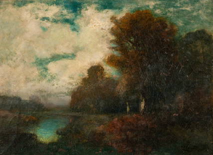 Julian Walbridge Rix (American, 1851 - 1903) Tonalist Landcape, 1897: Julian Walbridge Rix (American, 1851 - 1903) Tonalist Landcape, 1897 oil on canvas signed Julian Rix and dated (lower right) 21 1/2 x 29 1/2 inches. Property of an Estate, Pasadena, California