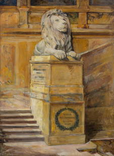 Harriot B. Newhall (American, 1870-1940) Grand Staircase at the Boston Library: Harriot B. Newhall (American, 1870-1940) Grand Staircase at the Boston Library oil on canvas signed H.B. Newhall (lower left) 40 x 30 inches. Property from the Collection of William Coles, Arizona