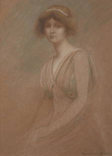 George de Forest Brush (American, 1855-1941) Portrait of a Woman: George de Forest Brush (American, 1855-1941) Portrait of a Woman pastel and graphite on paper signed Geo. de Forest Brush (lower right) 11 1/2 x 8 1/4 inches. Property from the Collection of William C