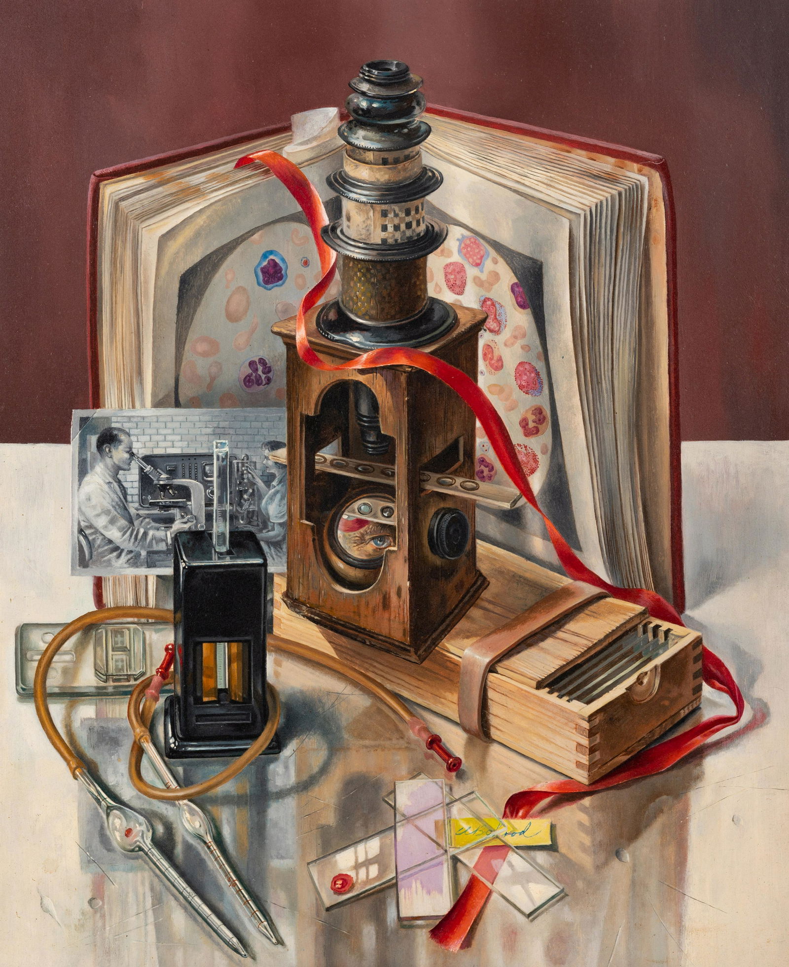 Aaron Bohrod (American, 1907-1992) Untitled (Still Life with Microscope and Medical Equipment) (1 of 5)