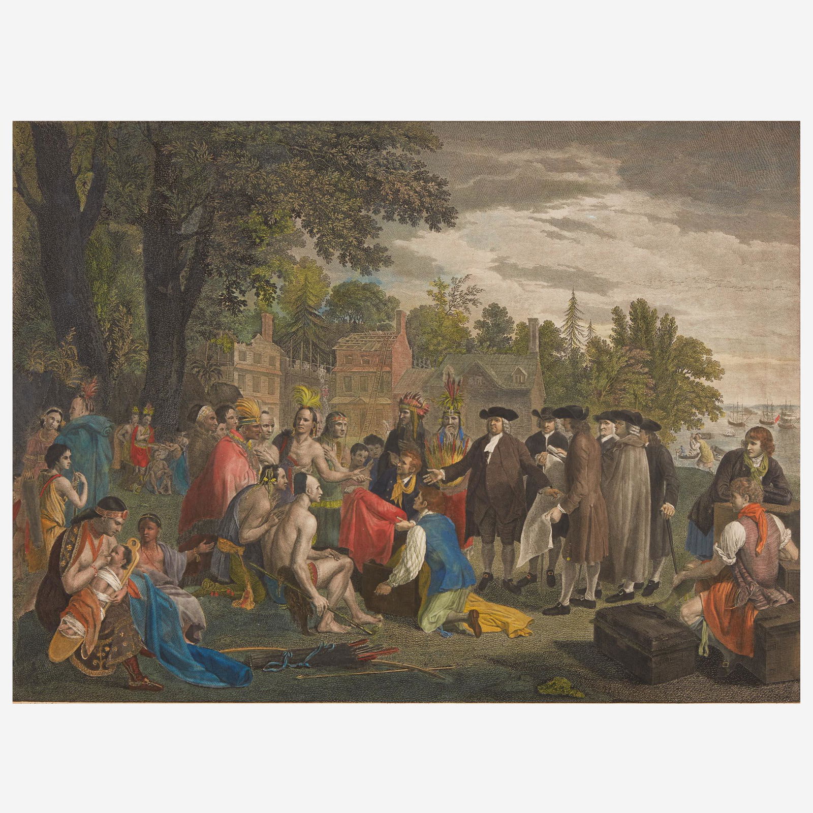 [Pennsylvania] (Penn, William) William Penn's Treaty with the Indians, when he founded the Province: [Pennsylvania] (Penn, William) William Penn's Treaty with the Indians, when he founded the Province of Pensylvania in North America 1681... London: John Boydell, June 12, 1775. Hand-colored engraving.