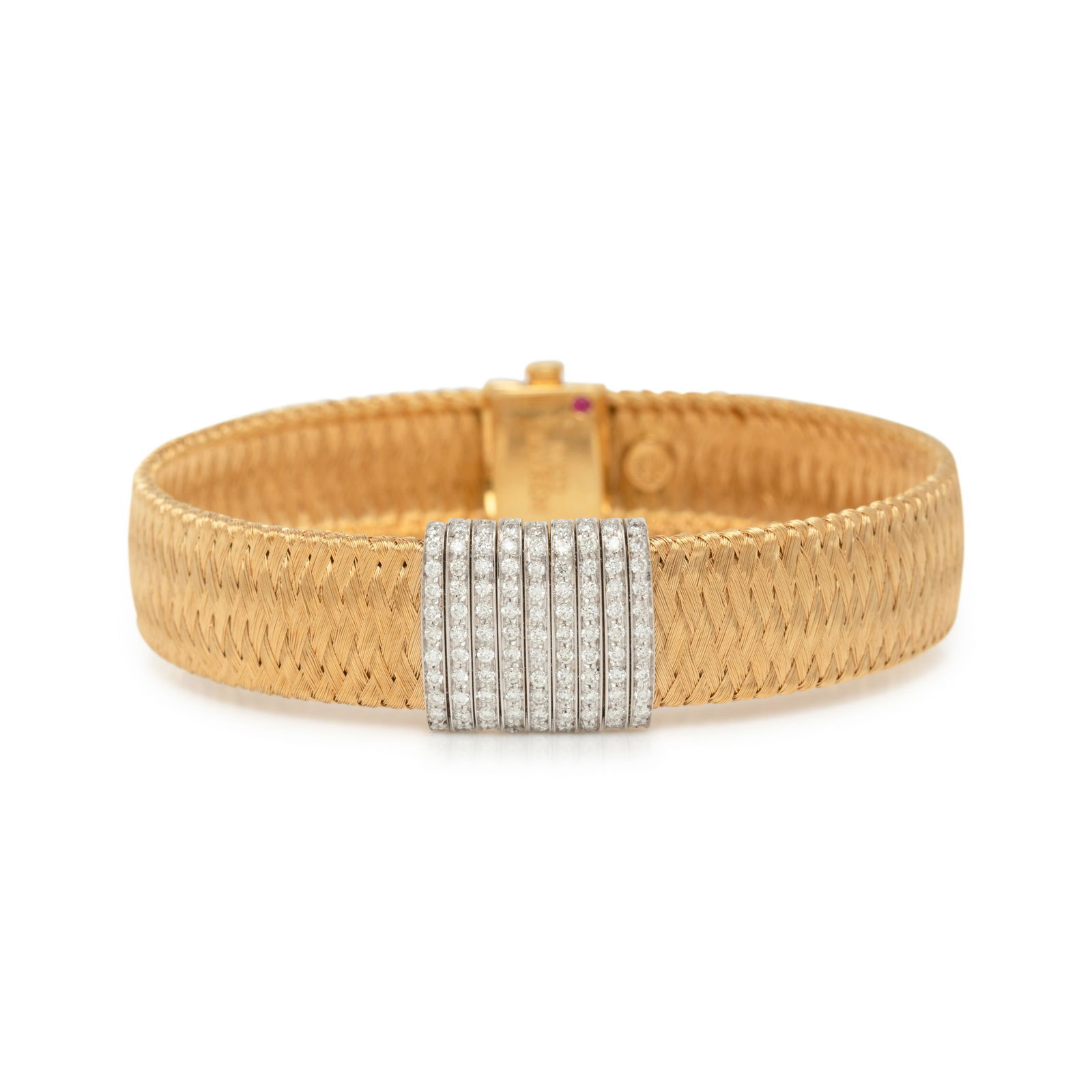 ROBERTO COIN, BICOLOR GOLD AND DIAMOND 'PRIMAVERA' BRACELET (1 of 2)