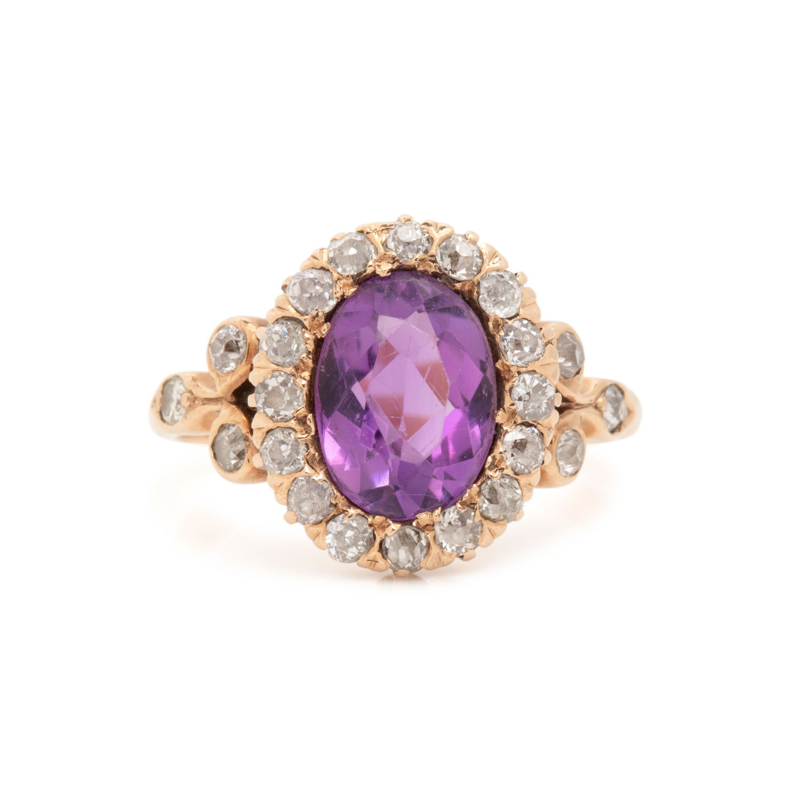 ANTIQUE, AMETHYST AND DIAMOND RING (1 of 3)