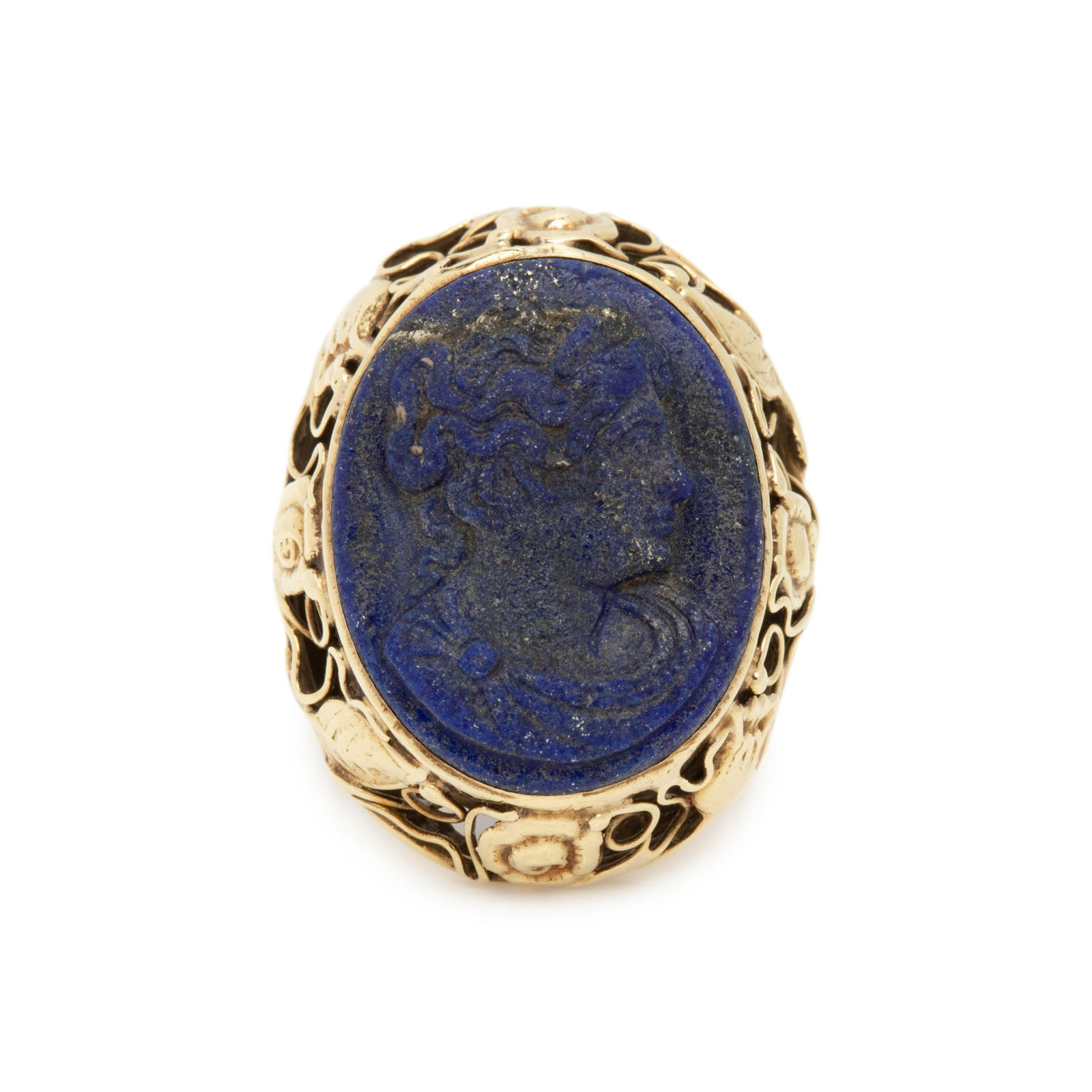 YELLOW GOLD AND LAPIS LAZULI CAMEO RING (1 of 3)