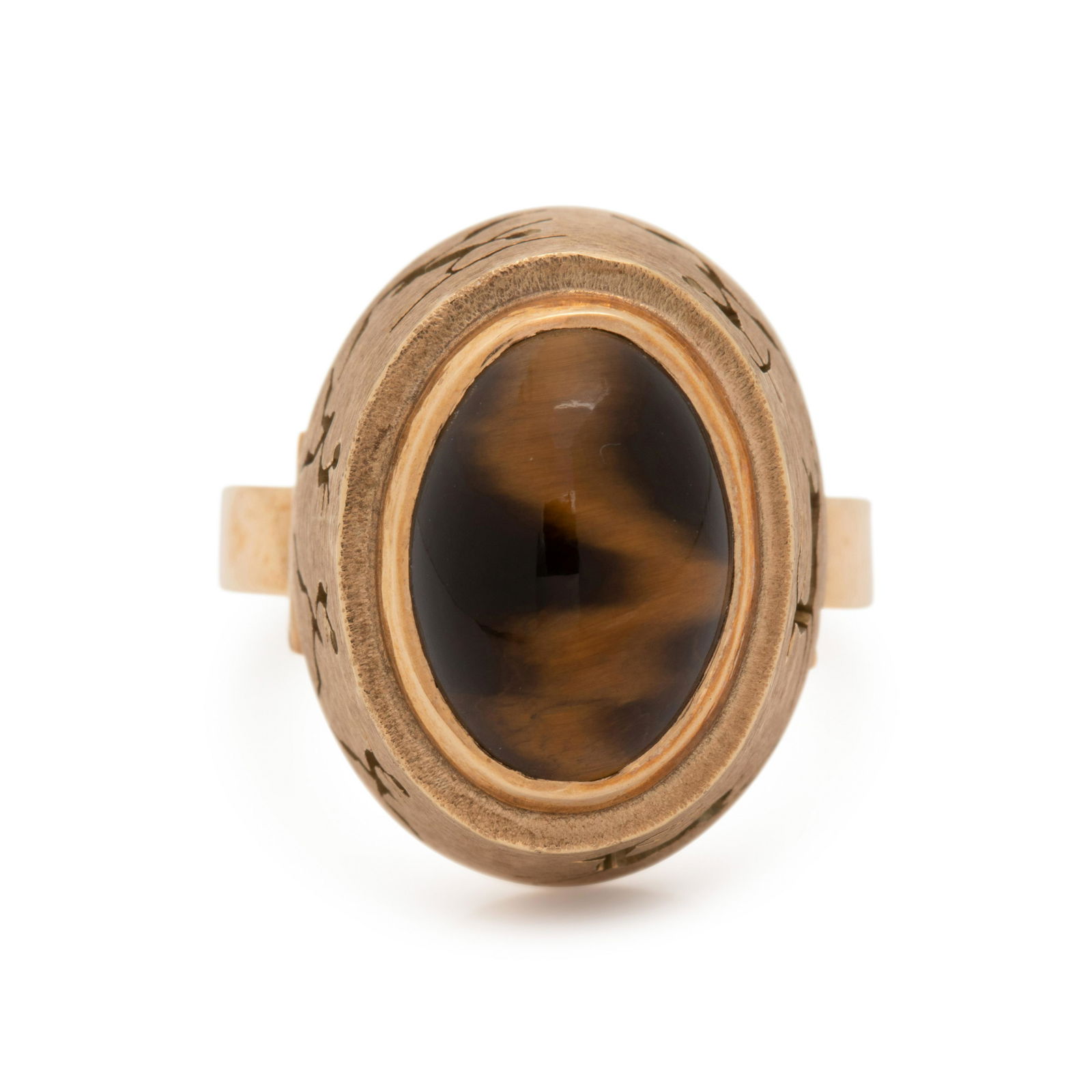 SOUTH AFRICAN, YELLOW GOLD AND TIGER'S EYE RING (1 of 3)