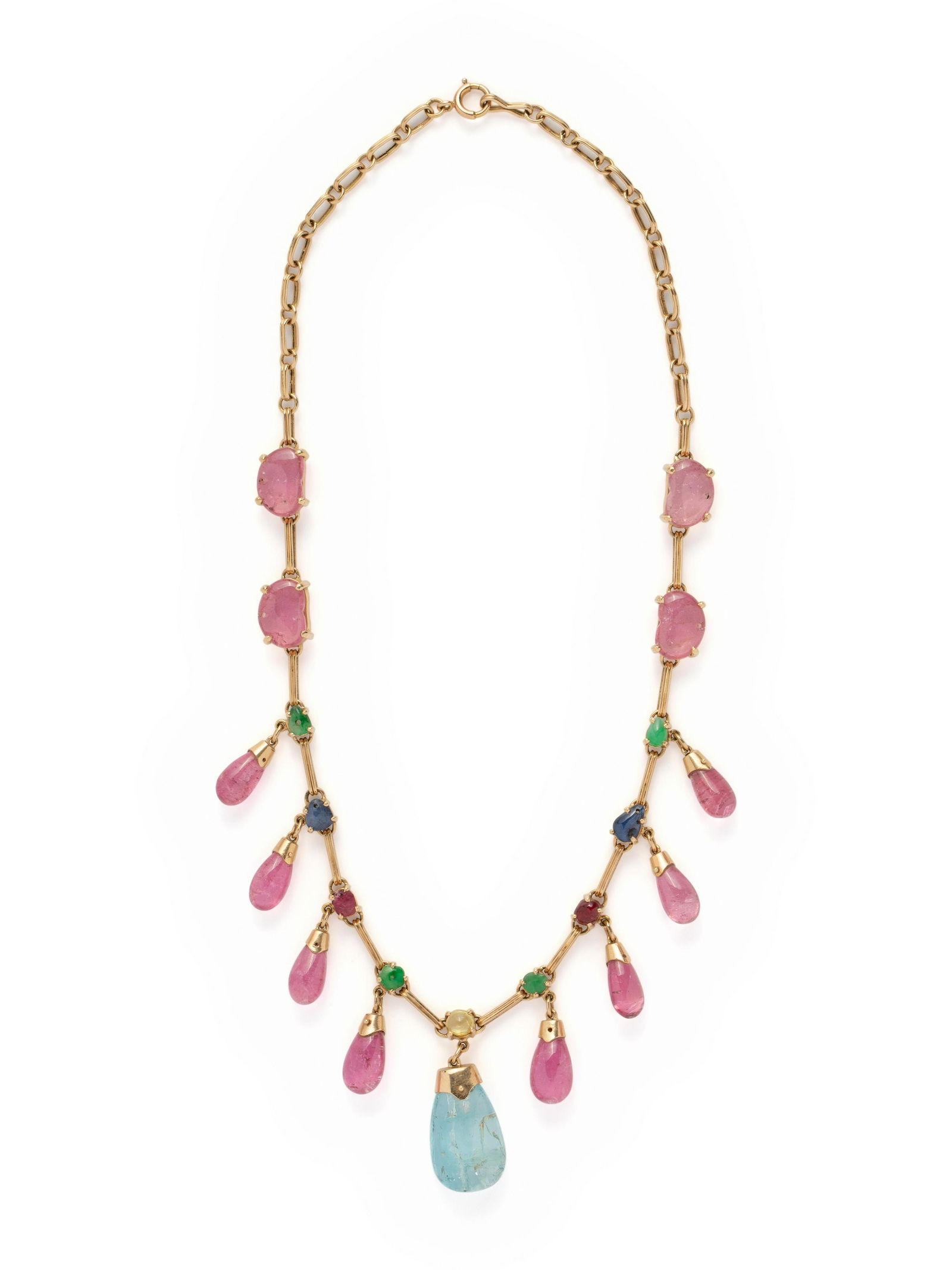 YELLOW GOLD AND MULTIGEM NECKLACE (1 of 1)