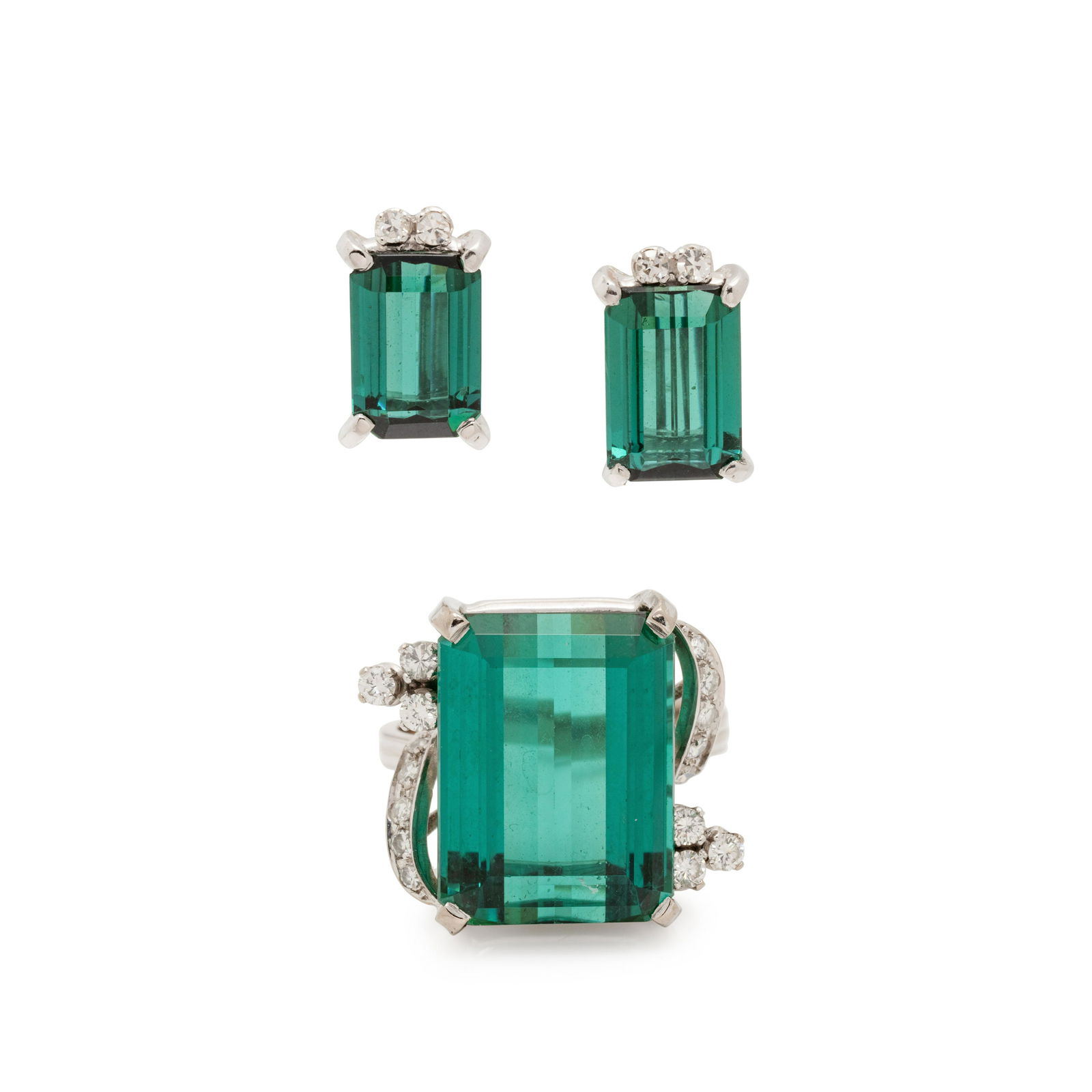 GREEN TOURMALINE AND DIAMOND SET (1 of 4)