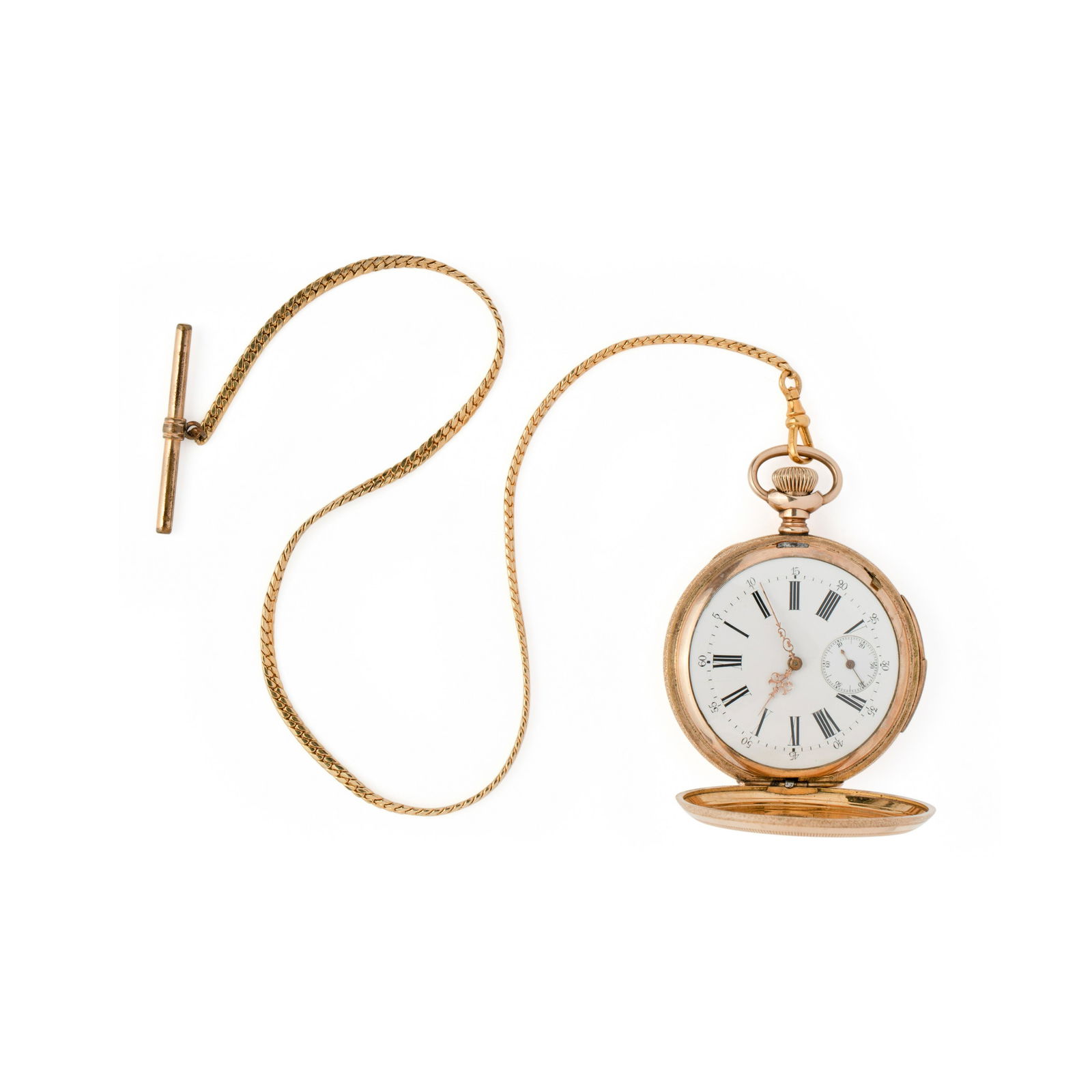 GOLD-FILLED QUARTER REPEATER HUNTER CASE POCKET WATCH AND FOB CHAIN (1 of 5)