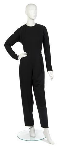 A Geoffrey Beene Black Wool Jumpsuit.: A Geoffrey Beene Black Wool Jumpsuit. Labeled: Geoffrey Beene.