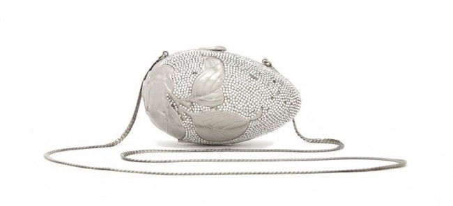 A Judith Leiber Silver Egg Minaudiere, 5 x 3 inche: A Judith Leiber Silver Egg Minaudiere, with hidden shoulder strap. Stamped: Judith Leiber. 5 x 3 inches.