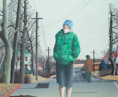 Maud Gatewood (American, 1934-2004) The Edge of Town, 1984: Maud Gatewood (American, 1934-2004) The Edge of Town, 1984 acrylic on canvas signed Gatewood, titled and dated (verso) 60 x 72 inches. Property from THE WAREHOUSE, Atlanta, Georgia Provenance: