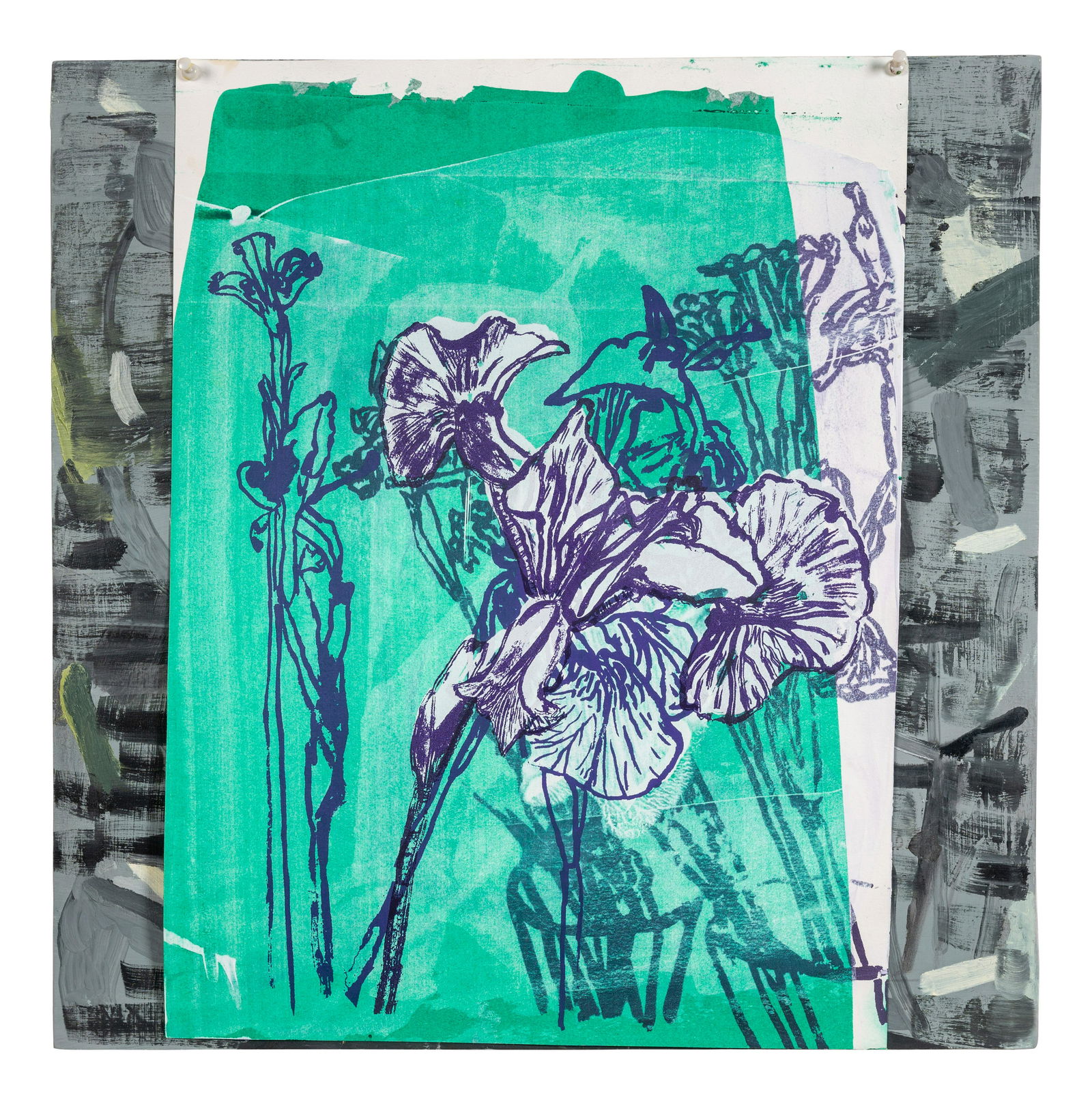 Amy Sillman (American, b. 1955) 13/13, 2020: Amy Sillman (American, b. 1955) 13/13, 2020 lithograph pinned to oil on panel signed Amy Sillman, titled and dated (verso) 20 x 20 inches. Provenance: VSOP Projects, Greenport, New York