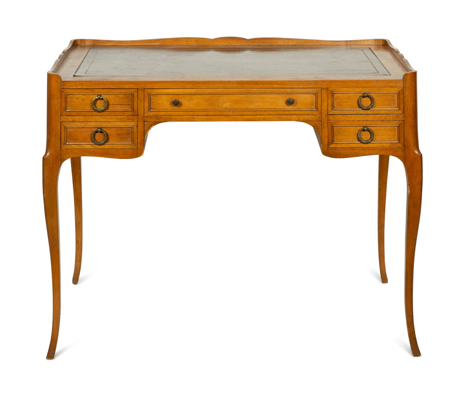 A Louis XV Style Walnut Writing Table Height 30 1/2 x width 38 1/2 x depth 23 1/2 inches. (1 of 5)
