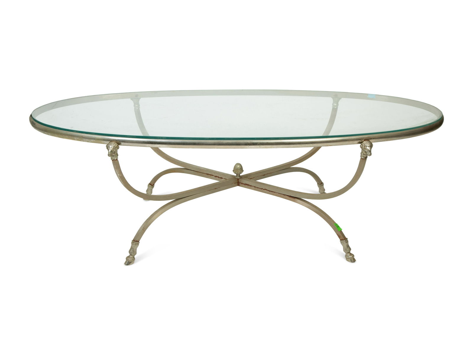 A Neoclassical Steel and Silver Plate Low Table in the Style of Maison Jansen Height 17 x width 52 (1 of 4)