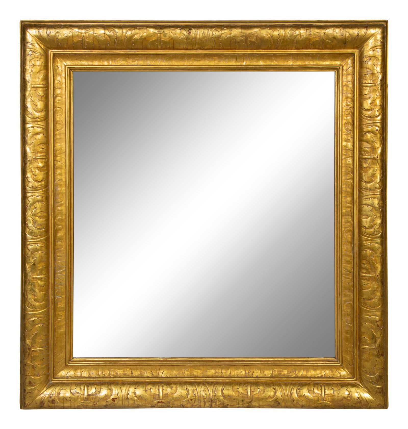 An Italian Giltwood Mirror Height 36 x width 33 x depth 2 1/2 inches. (1 of 4)