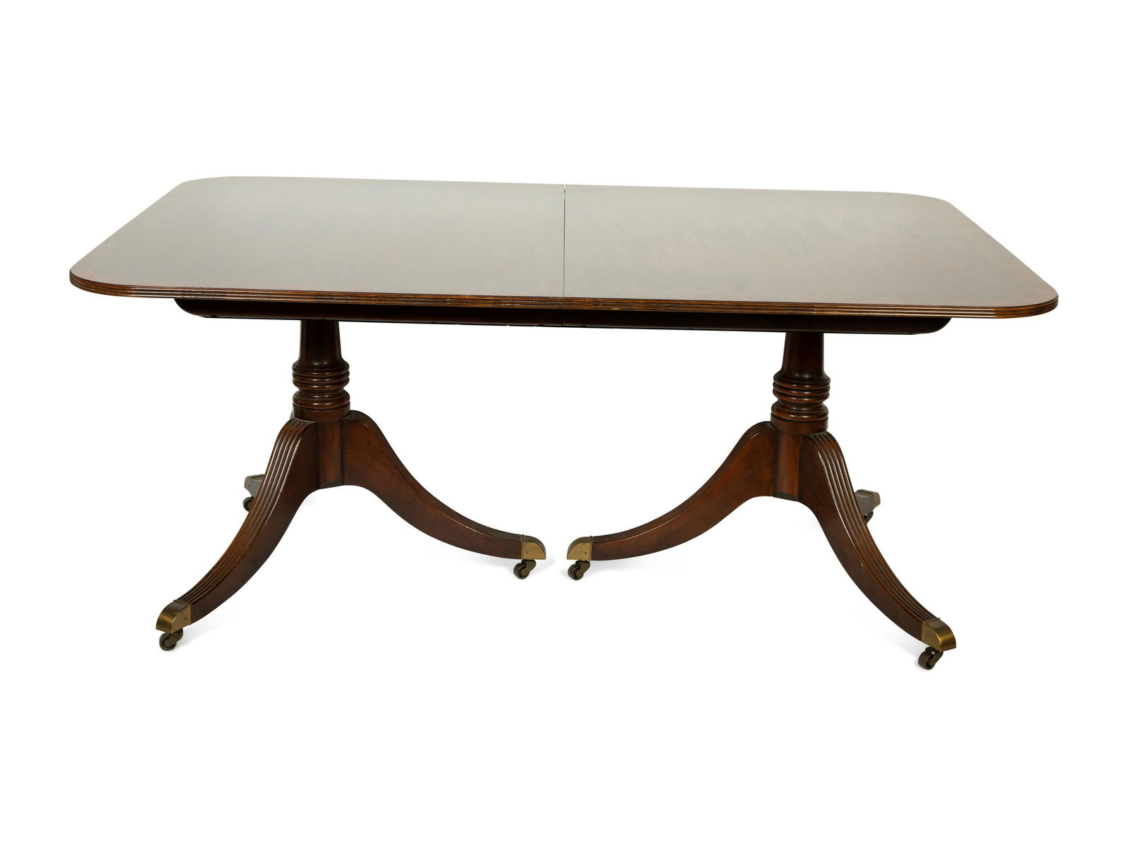 A Baker George III Style Mahogany Double-Pedestal Dining Table Height 29 1/4 x width 67 x depth 43 (1 of 7)
