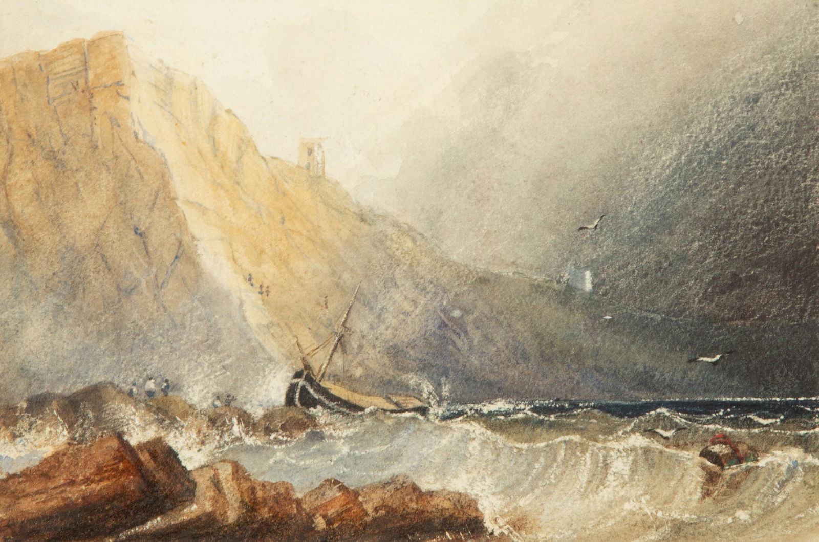 British School (Circle of Henry Barlow Carter) A Wreck on the Yorkshire Coast, circa 1840: British School (Circle of Henry Barlow Carter) A Wreck on the Yorkshire Coast, circa 1840 watercolor over pencil 5 3/4 x 8 1/4 inches. Property from the Collection of F. Alan Cummings, Tallahassee, Fl