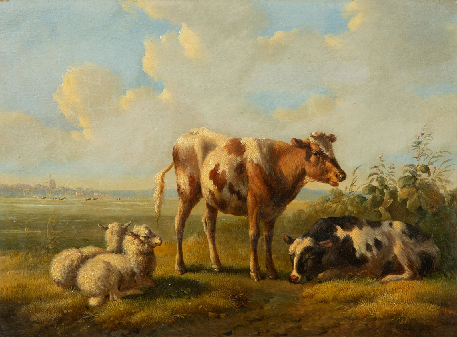 Albertus Verhoesen (Dutch, 1806-1881) Cattle and Sheep Grazing, 1852 (1 of 5)