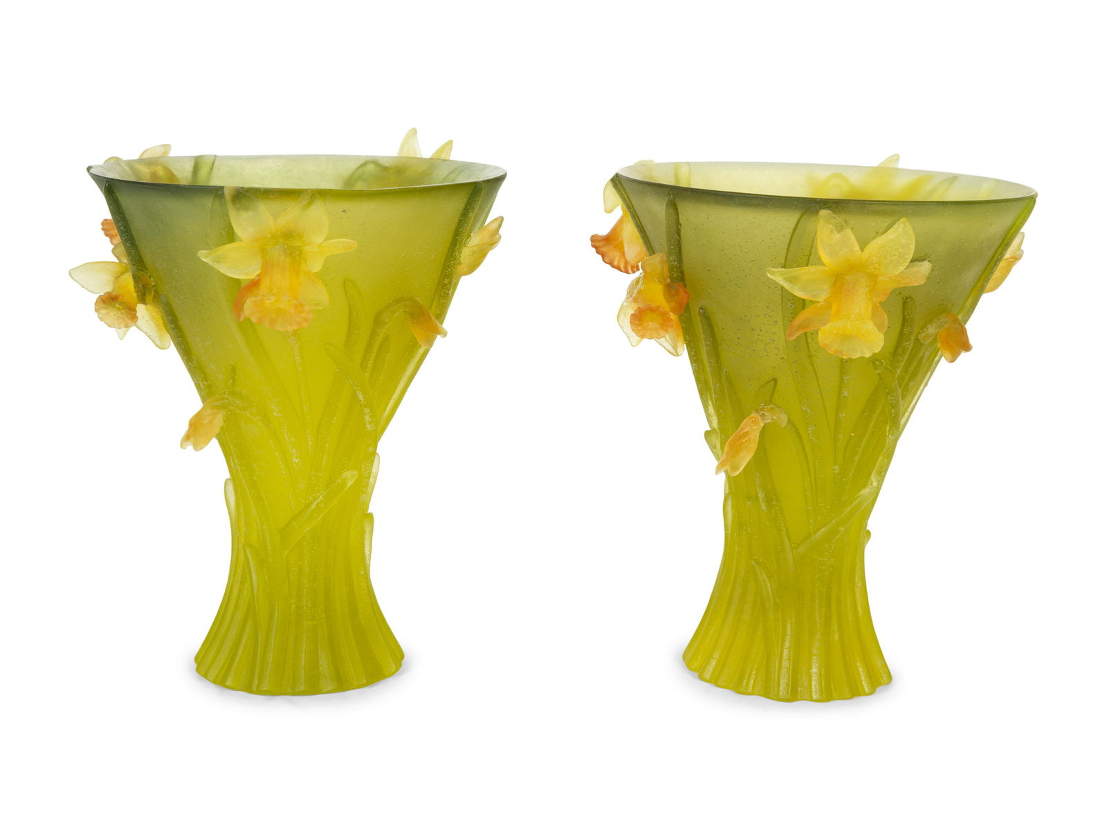 A Pair of Daum PÃ¢te-de-Verre Vases Height 9 1/2 x diameter 9 inches. (1 of 3)