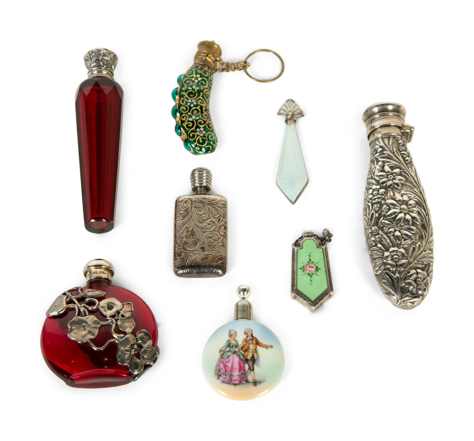 Eight Scent Flasks Height of tallest 4 1/2 inches. (1 of 6)