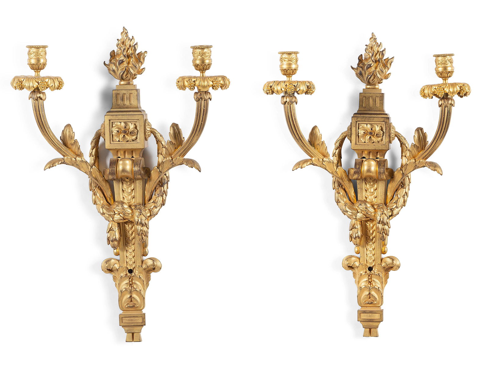 A Pair of Louis XVI Gilt Bronze Two Light Wall Sconces (1 of 3)