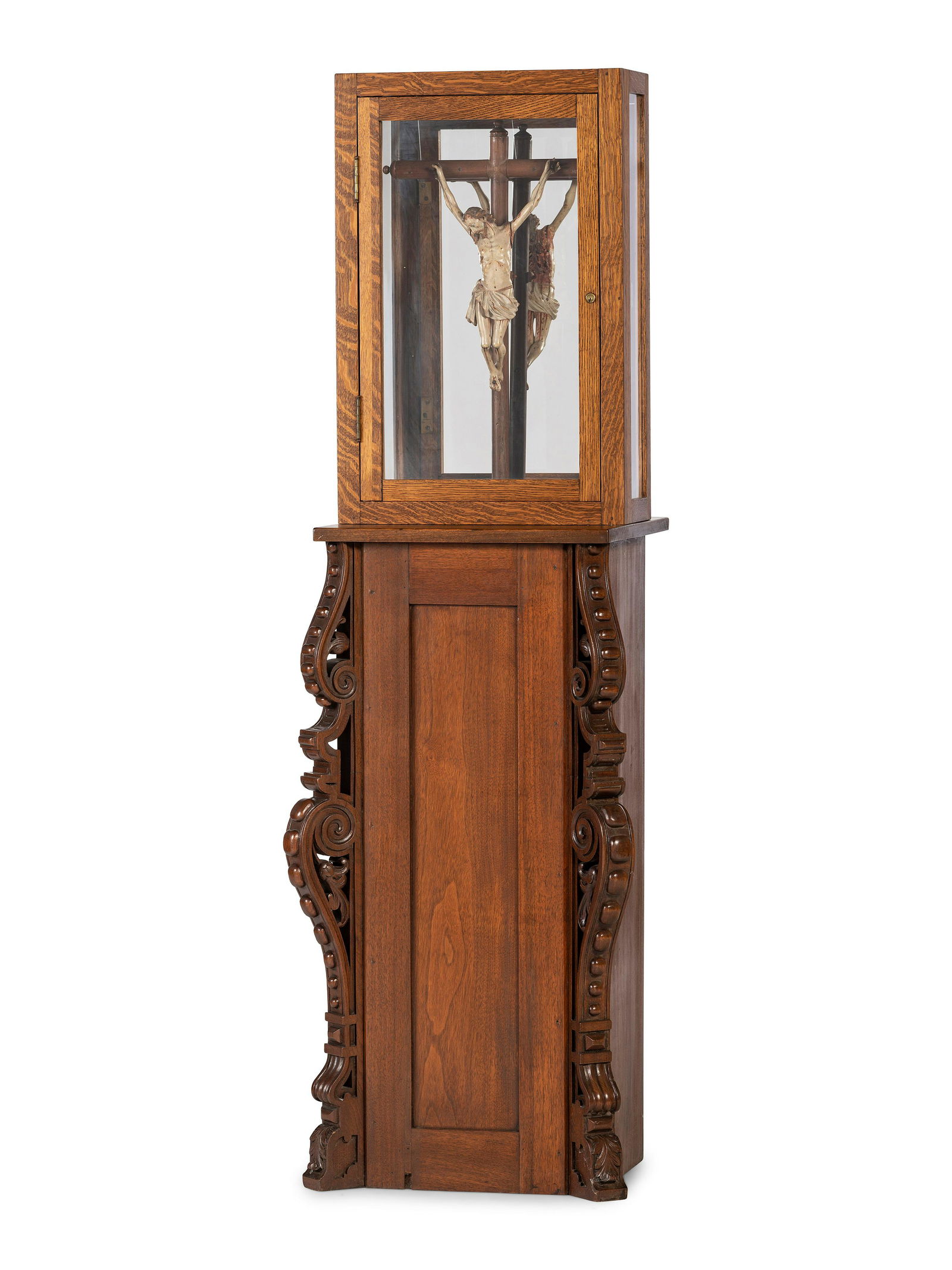 A Spanish Colonial Carved and Painted Wood Crucifix   (1 of 8)