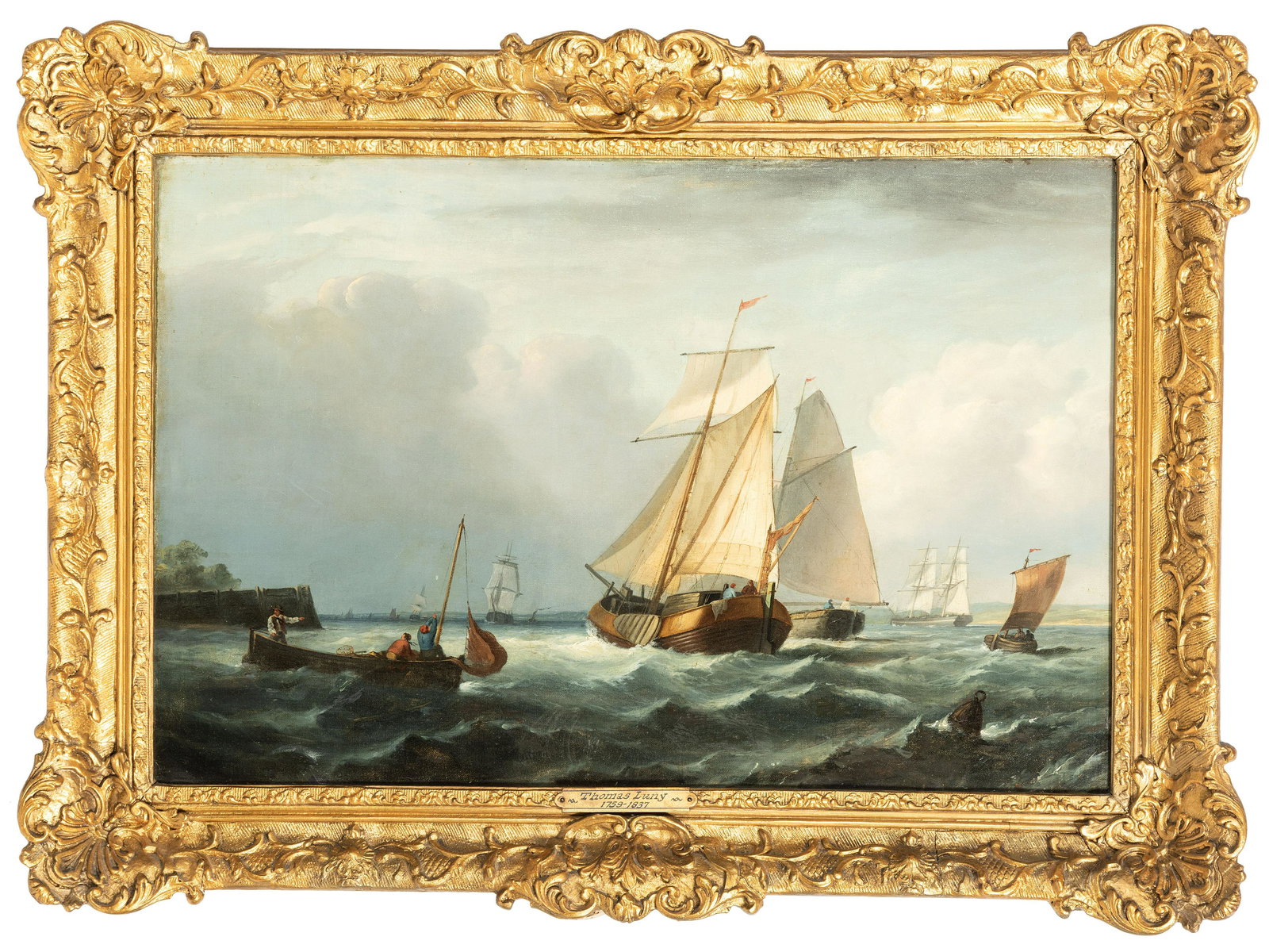 Thomas Luny (English, 1759-1837) Seascape: Thomas Luny (English, 1759-1837) Seascape oil on canvas 15 1/2 x 23 1/2 inches. Property from the Estate of Beatrice Weiskopf, Buffalo Grove, Illinois