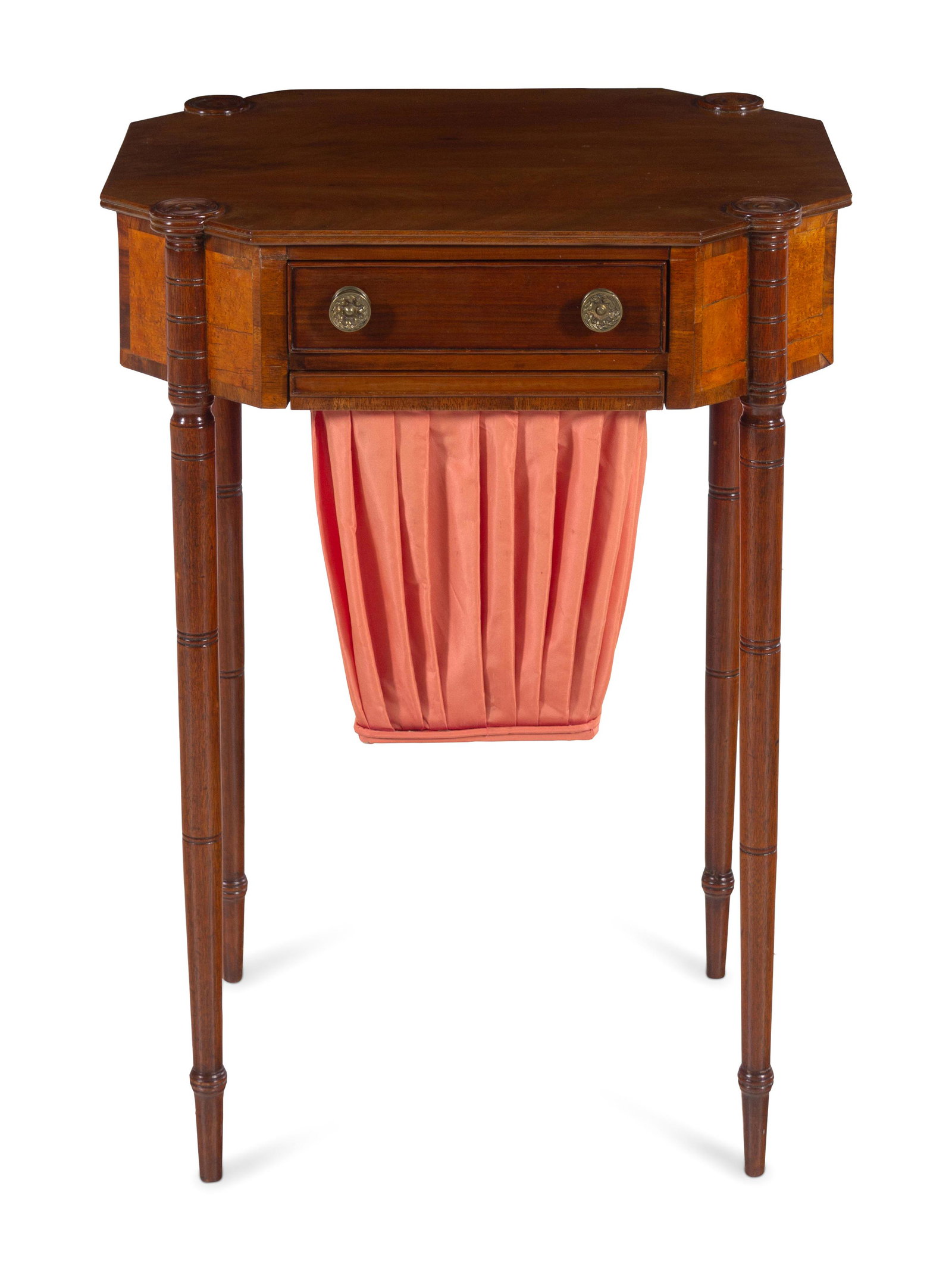 A Federal Cherrywood and Tiger Maple Octagonal-Top Work Stand (1 of 2)