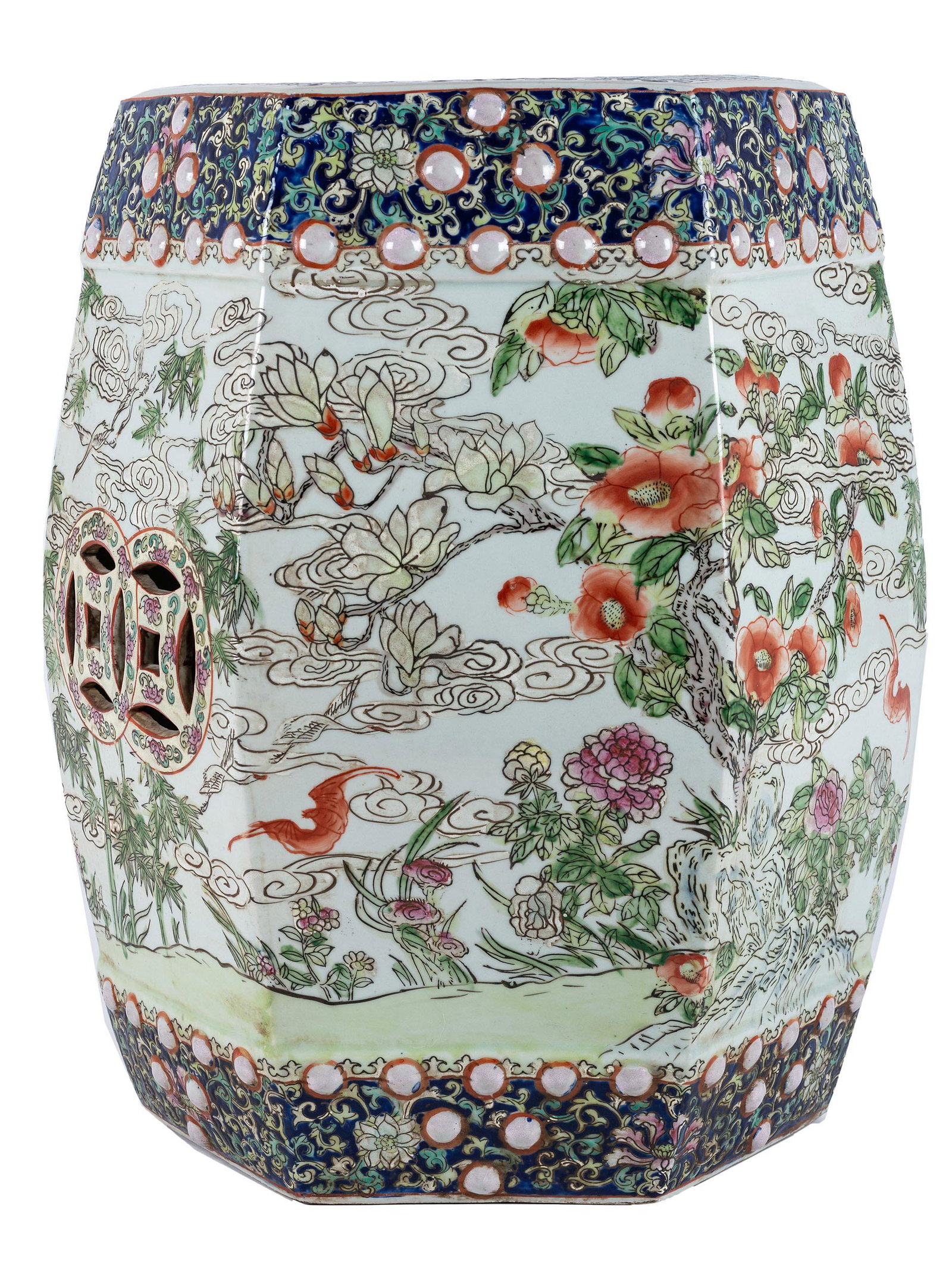 A Chinese Porcelain Garden Seat: A Chinese Porcelain Garden Seat 20th Century Height 18 1/2 inches