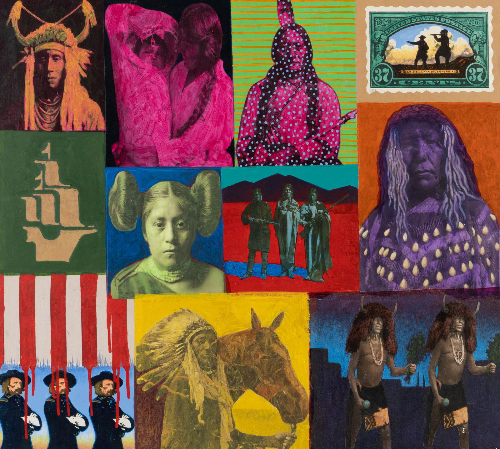 David Bradley (Chippewa, b. 1954)  Lewis + Clark: Postcard from the New World (1 of 3)