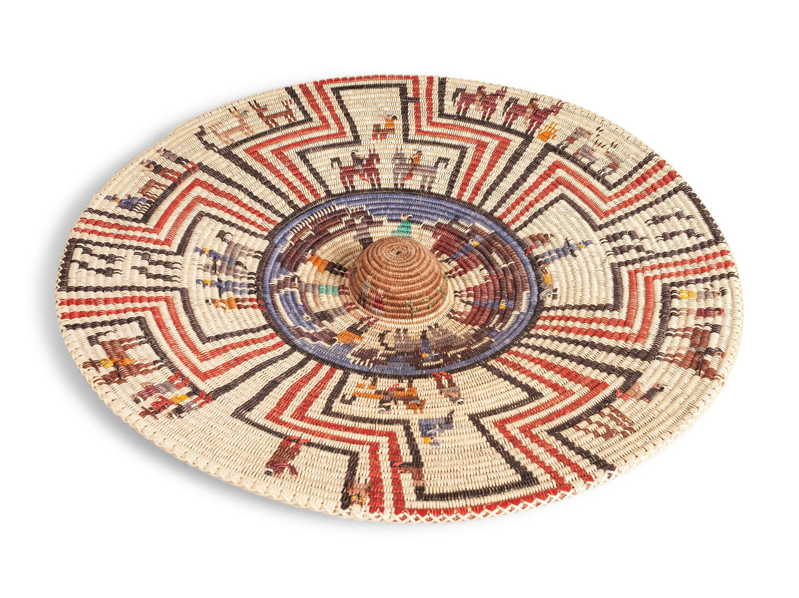 Lorraine Black (Dine, 1970)  The Long Walk II , Polychrome Basketry Tray (1 of 4)