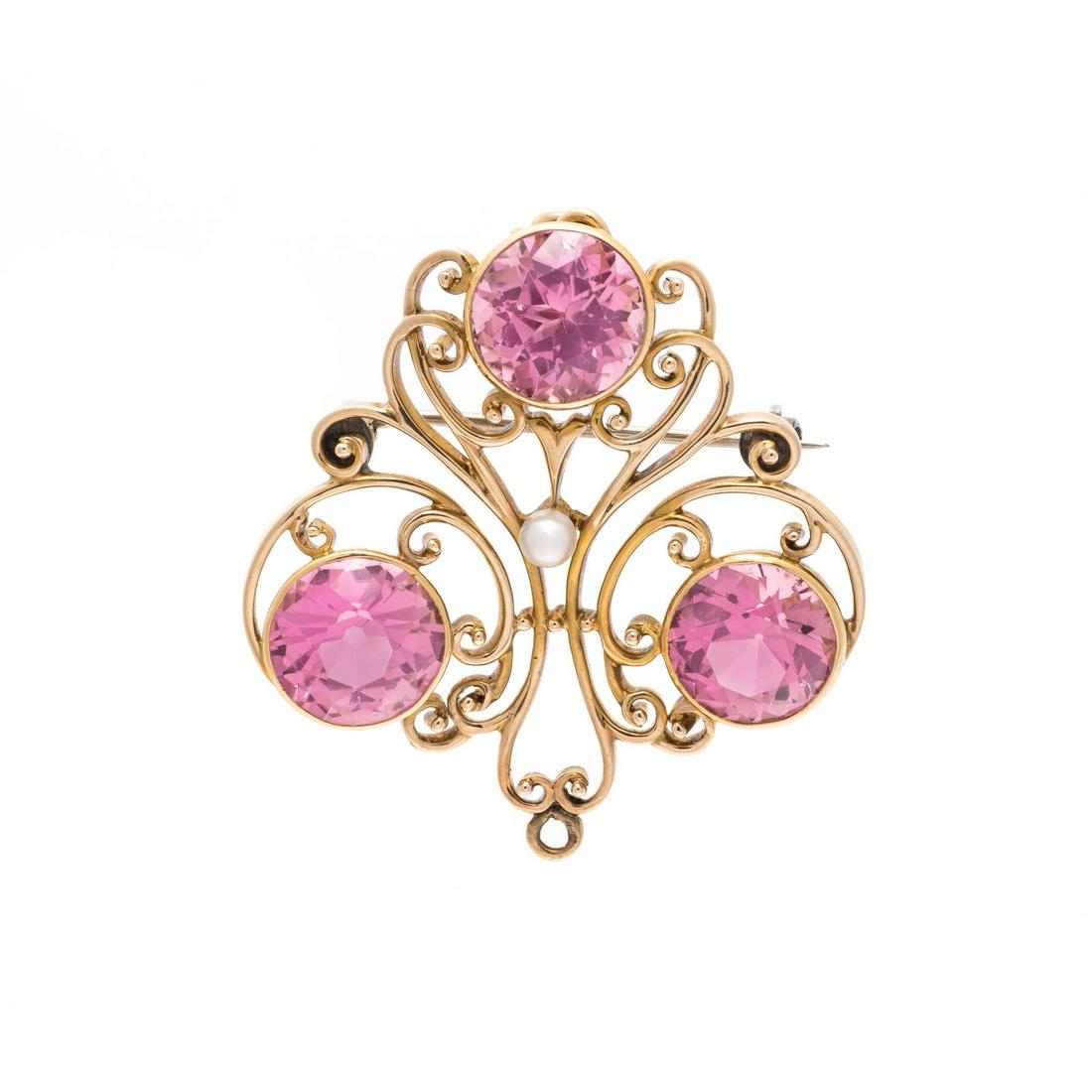 MARCUS & CO., PINK TOURMALINE PENDANT/BROOCH (1 of 1)