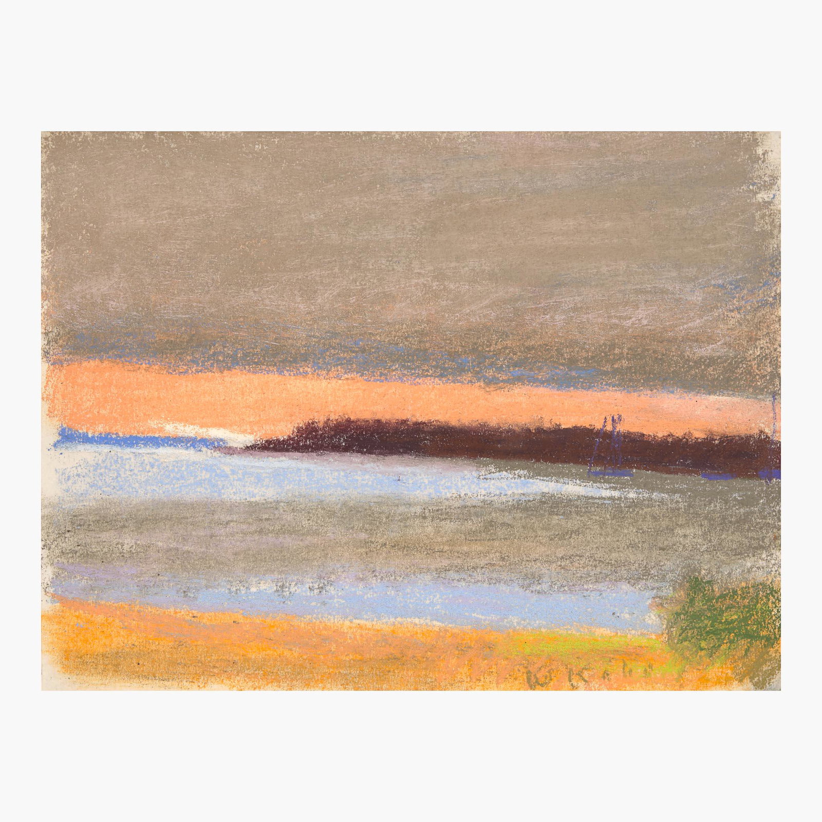 Wolf Kahn (American/German, 1927-2020) Seen on the Coast of Maine: Wolf Kahn (American/German, 1927-2020) Seen on the Coast of Maine Signed bottom right, pastel on paper.Executed in 1997. (9 x 12 in. (22.9 x 30.5cm)) Provenance Jerald Melberg Gallery, Char