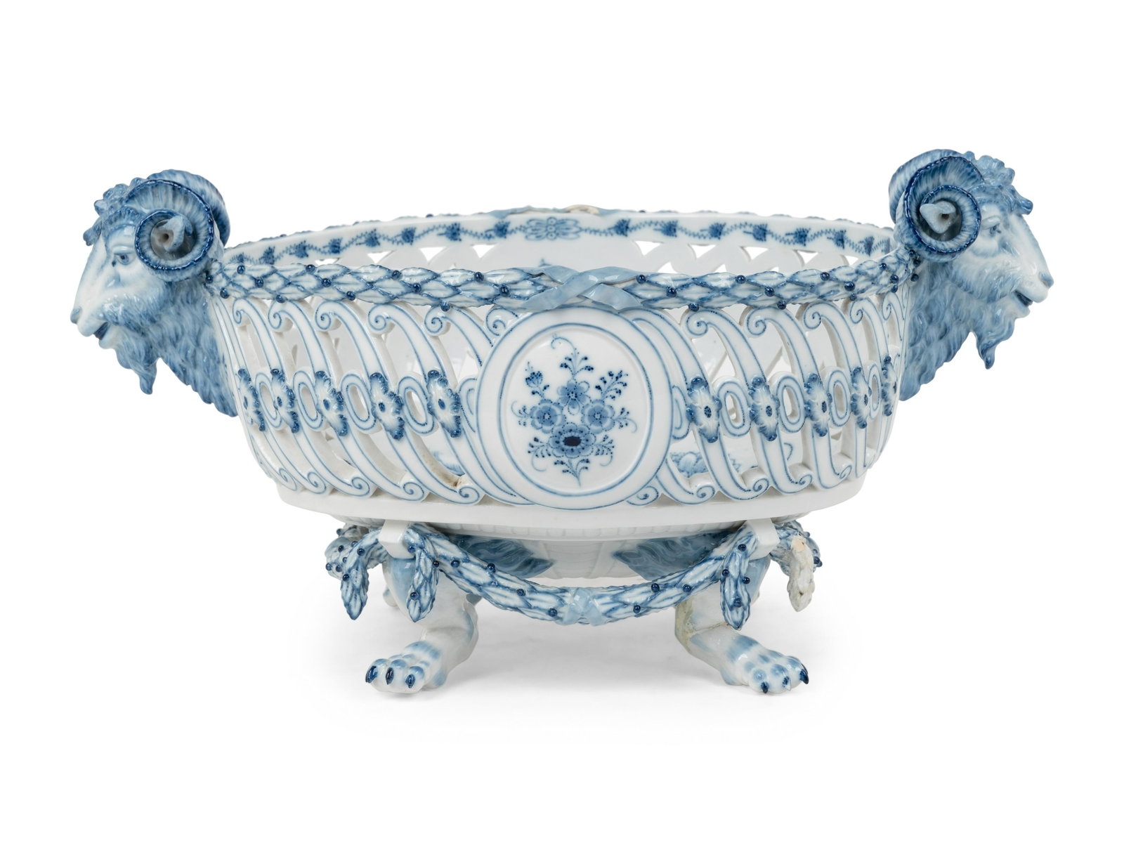 A Meissen Porcelain Reticulated Center Bowl Width over handles 15 inches. (1 of 5)