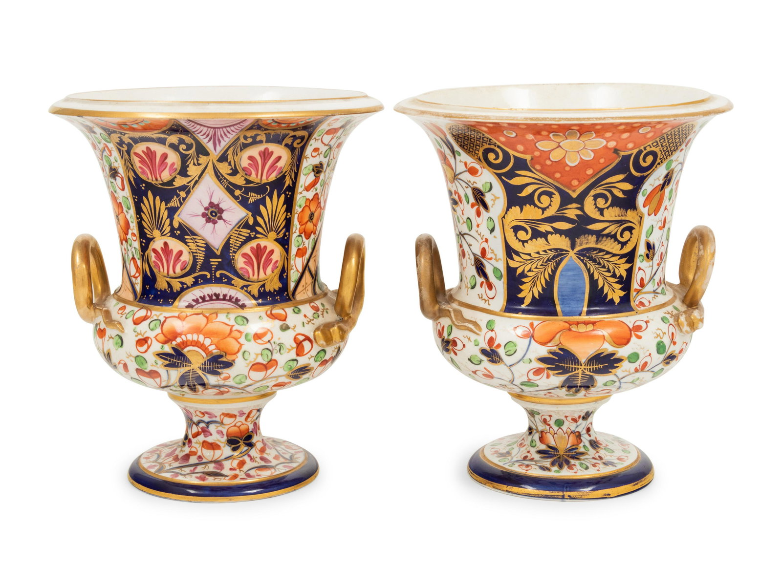 A Pair of Derby Porcelain Campagna Urns Height 8 inches. (1 of 4)