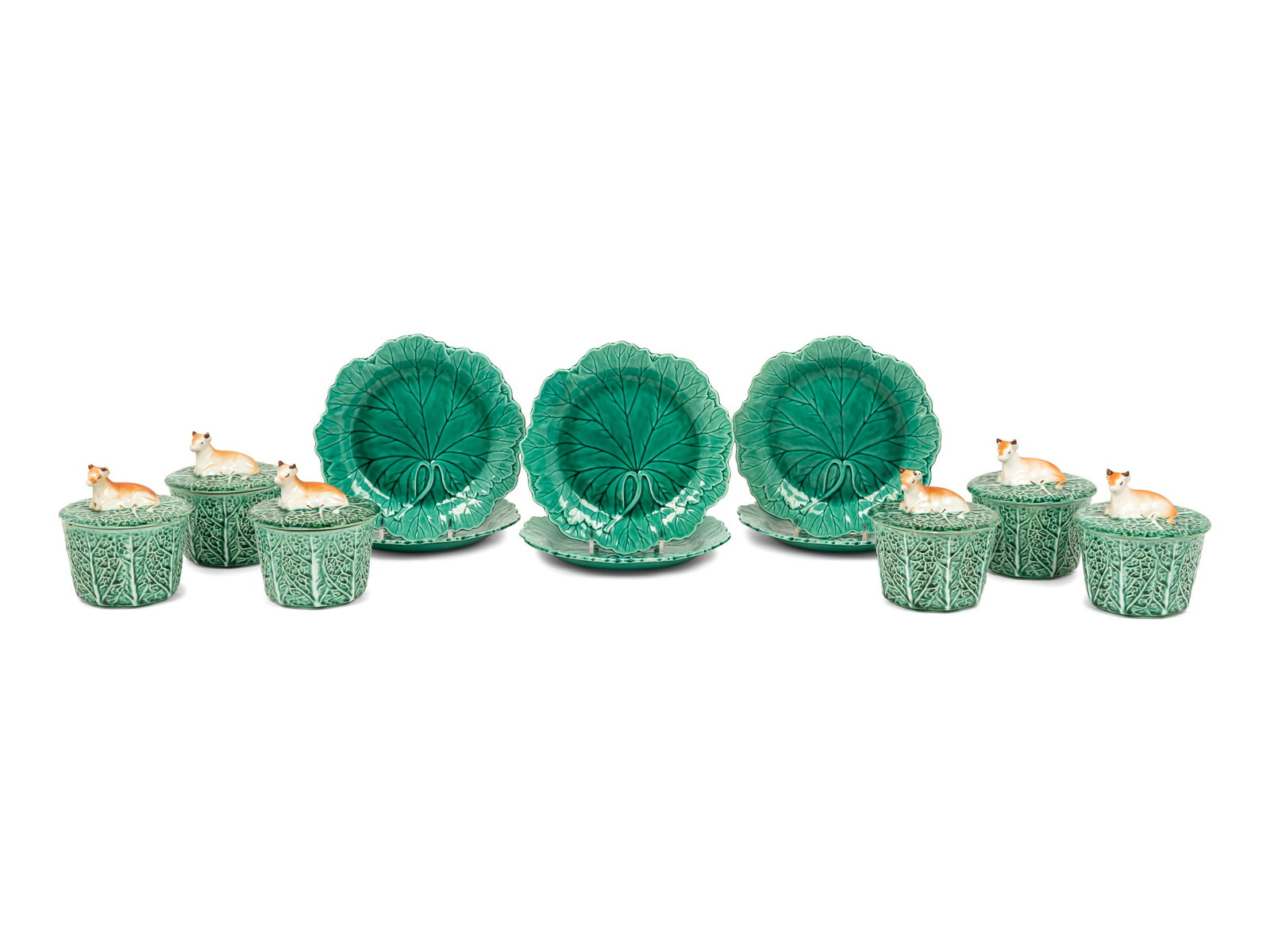 A Set of Six Wedgwood Ceramic Plates and Six Similar Portuguese Cocottes Height overall of cocottes (1 of 5)