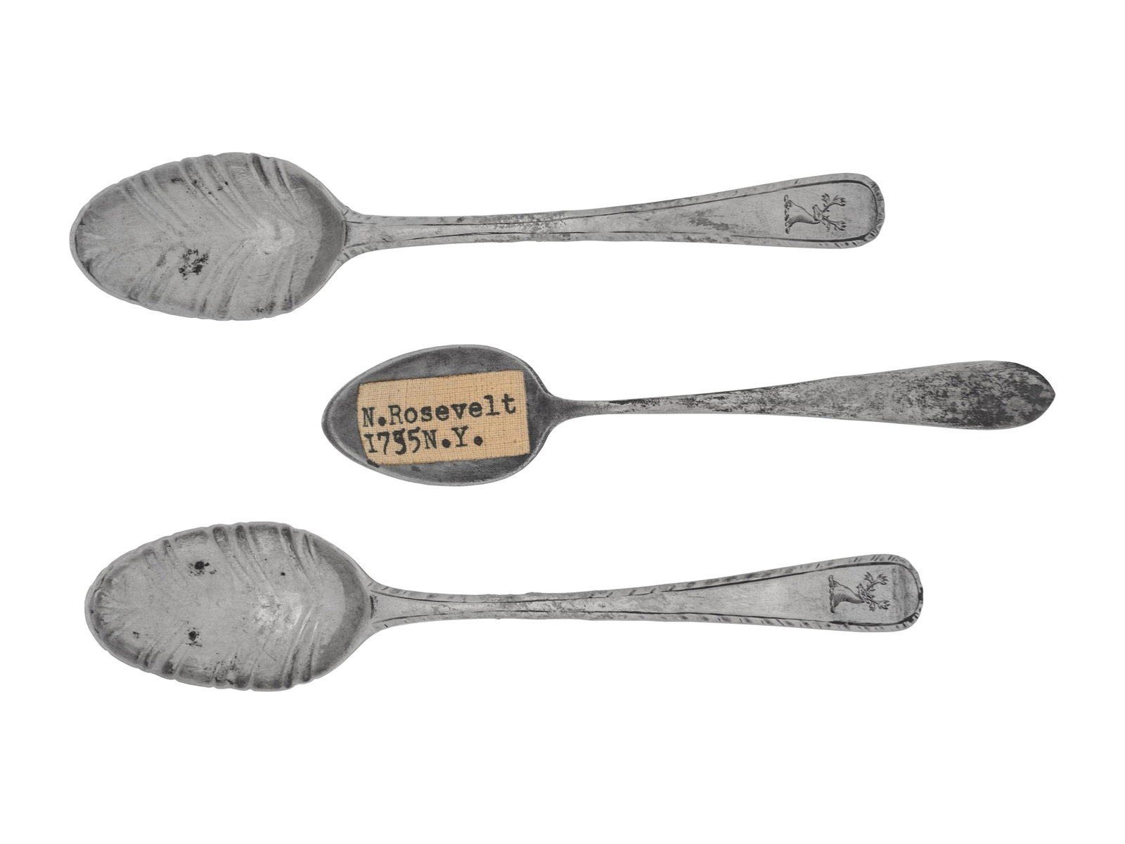 A Set of Three American Silver Teaspoons Length of longer 4 5/8 inches. (1 of 3)