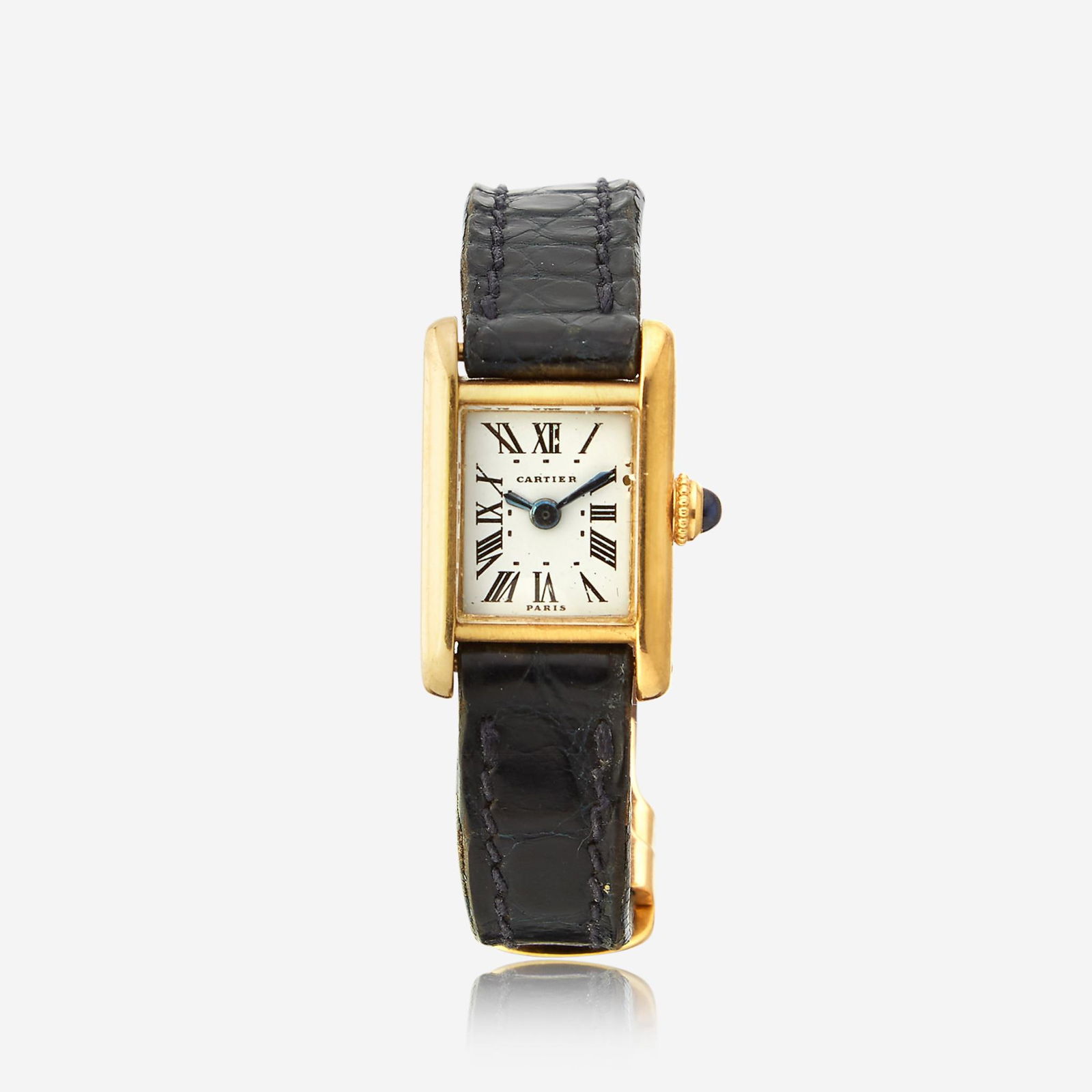 A gold strap wristwatch, Cartier Paris, Tank (1 of 2)