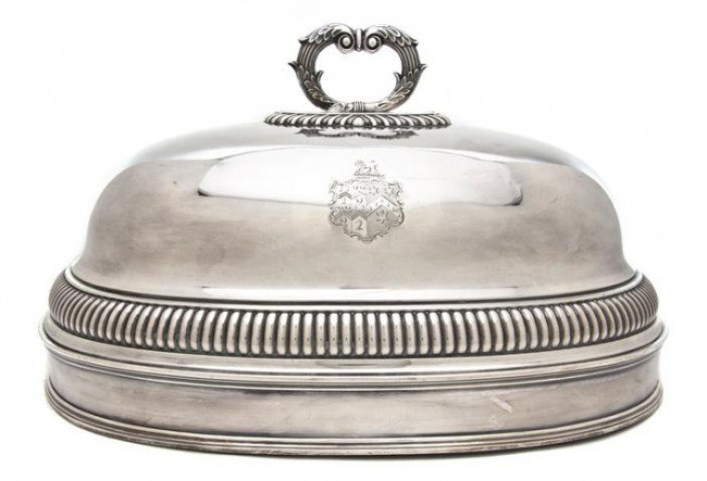 A Sheffield Silverplate Cloche, Matthew Boulton, W: A Sheffield Silverplate Cloche, Matthew Boulton, of typical, domed form. Width 18 inches.