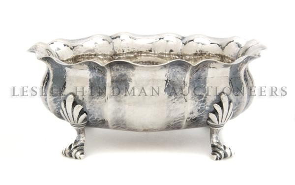 An Italian Silver Footed Dish, Buccellati, Width 5: An Italian Silver Footed Dish, Buccellati, of lobed oval form, raised on four paw feet; approximate total weight 5.32 ozt. Width 5 3/8 inches.