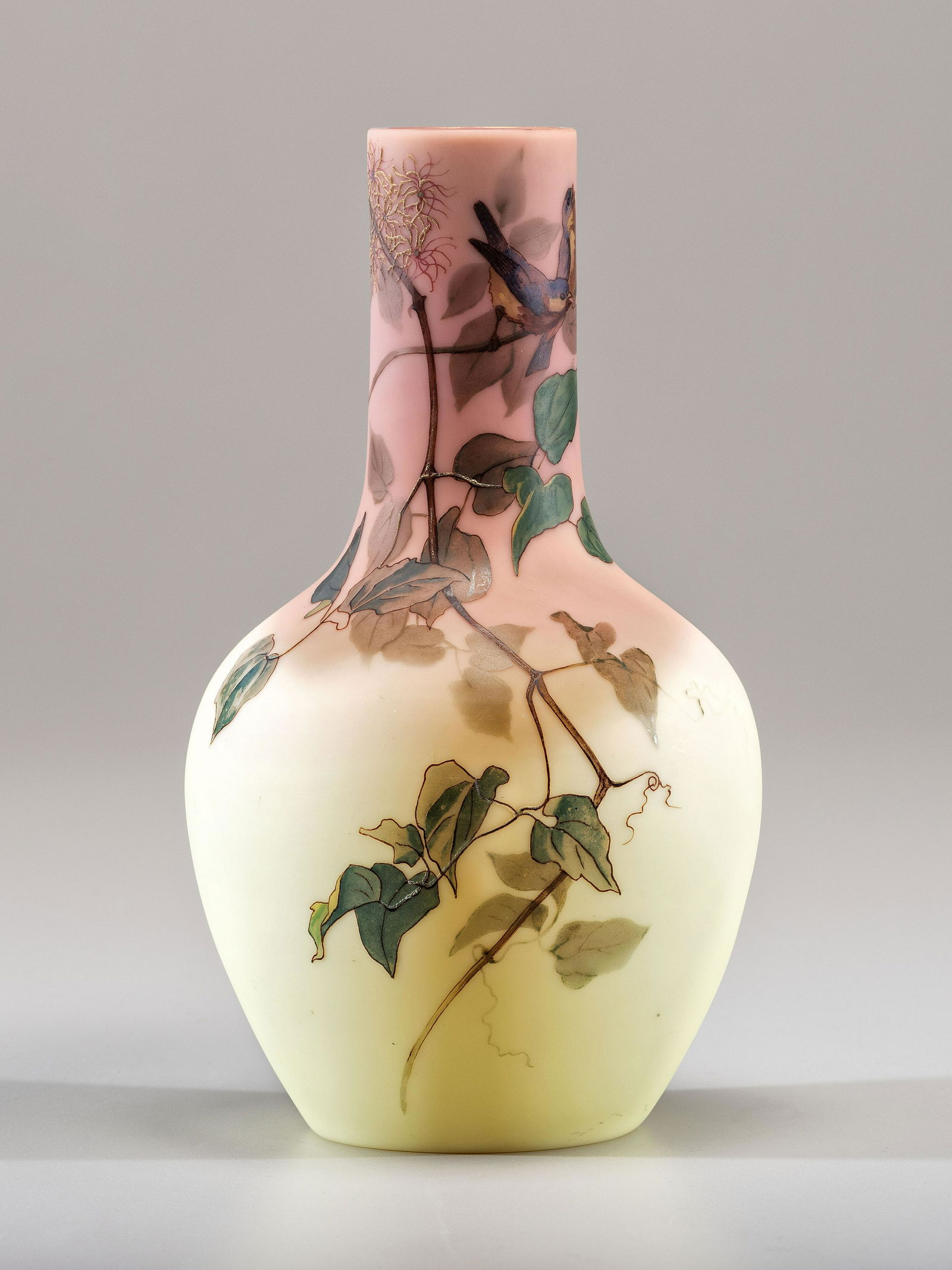 Thomas Webb & Sons English, 19th Century Vase, circa 1890: Thomas Webb & Sons English, 19th Century Vase, circa 1890 cameo glass with Webb & Sons mark to underside H 9 1/2 inches. Property from the Estate of Beatrice Weiskopf, Buffalo Grove, Illinois