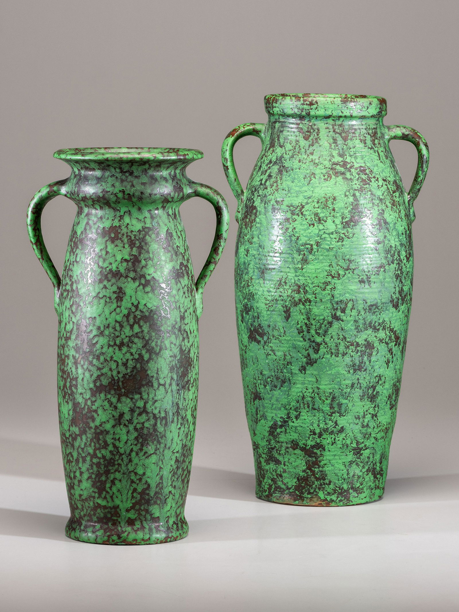 Weller Pottery American, Early 20th Century Two Coppertone Monumental Two-Handled Floor Vases (1 of 4)