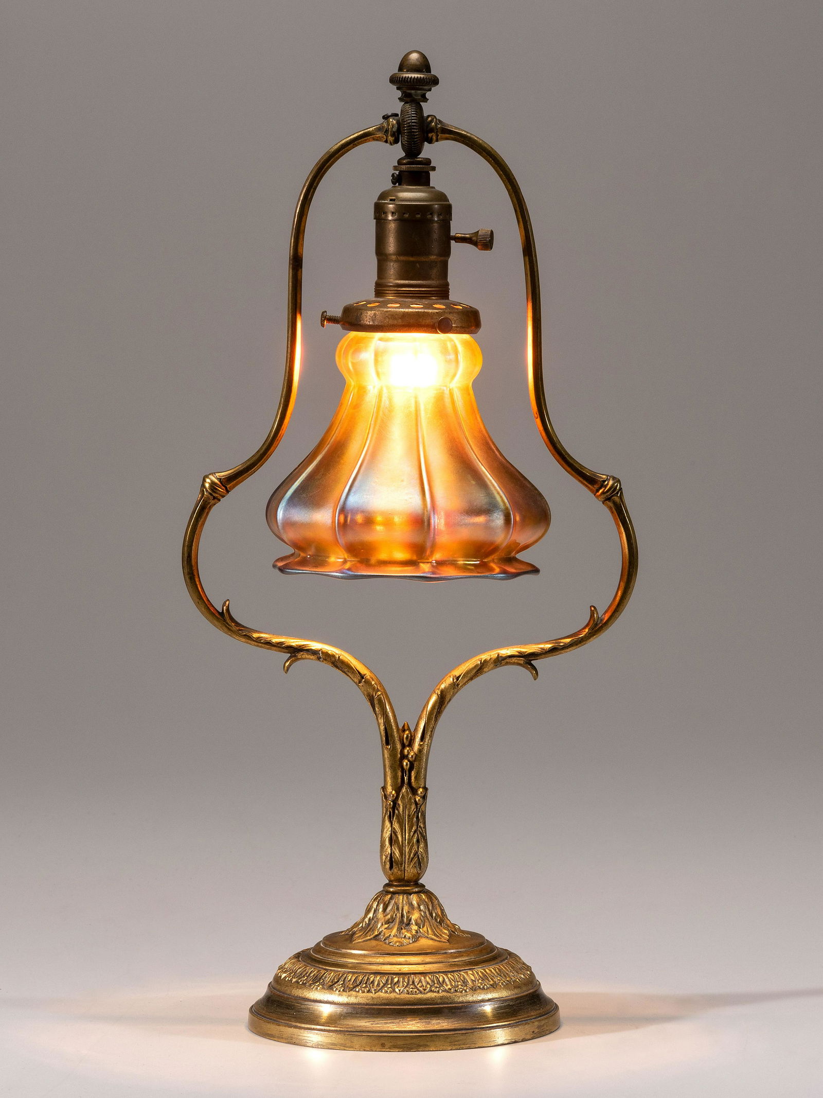 Attributed to Steuben American with Caldwell & Co. Base, Early 20th Century Piano Lamp, circa 1915 (1 of 4)