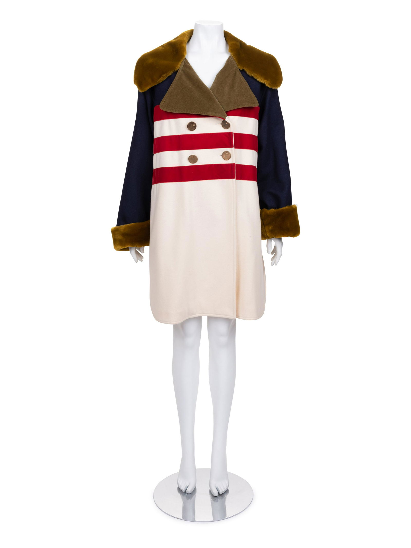 Jean de Castelbajac Coat with Faux Fur Trim, 1980s (1 of 5)