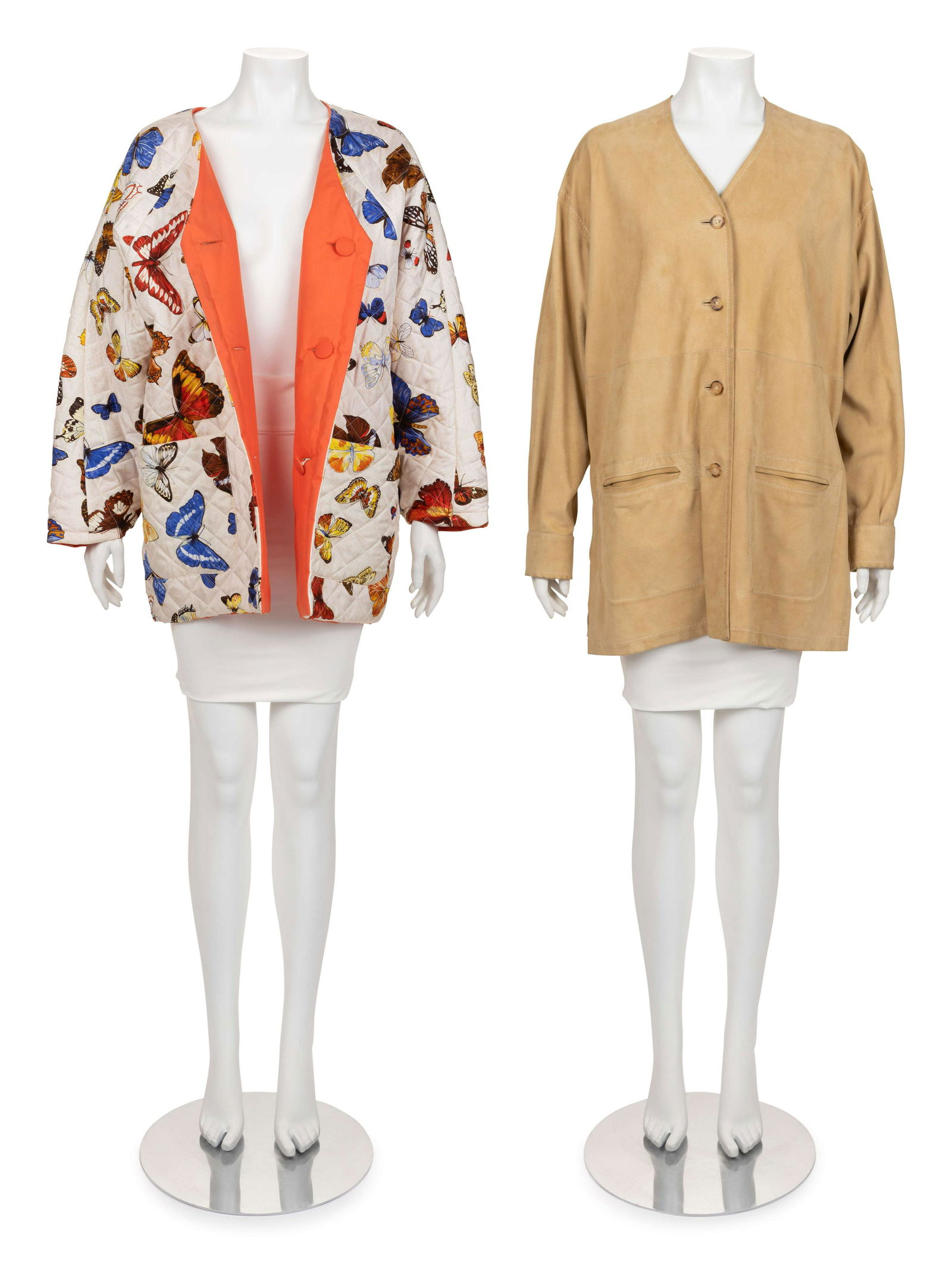 Two Hermes Jackets: One Printed Butterfly and One Suede, 1980-90s (1 of 8)