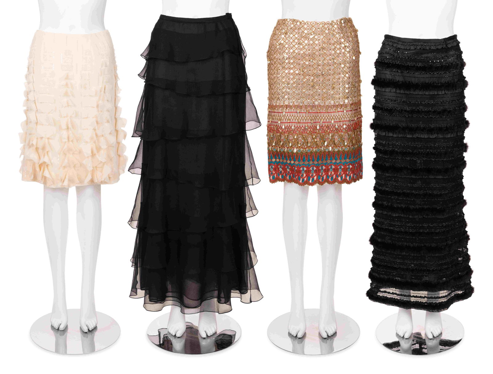 Four Designer Skirts: One Badgley Mischka, Three Oscar de la Renta, 2000-2010s (1 of 4)